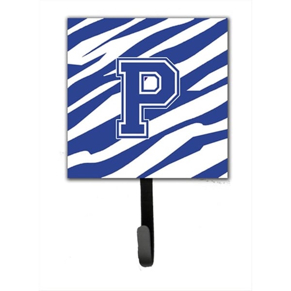 Carolines Treasures Letter P Initial Tiger Stripe Blue And White Leash Holder Or Key Hook CJ1034-PSH4 - main